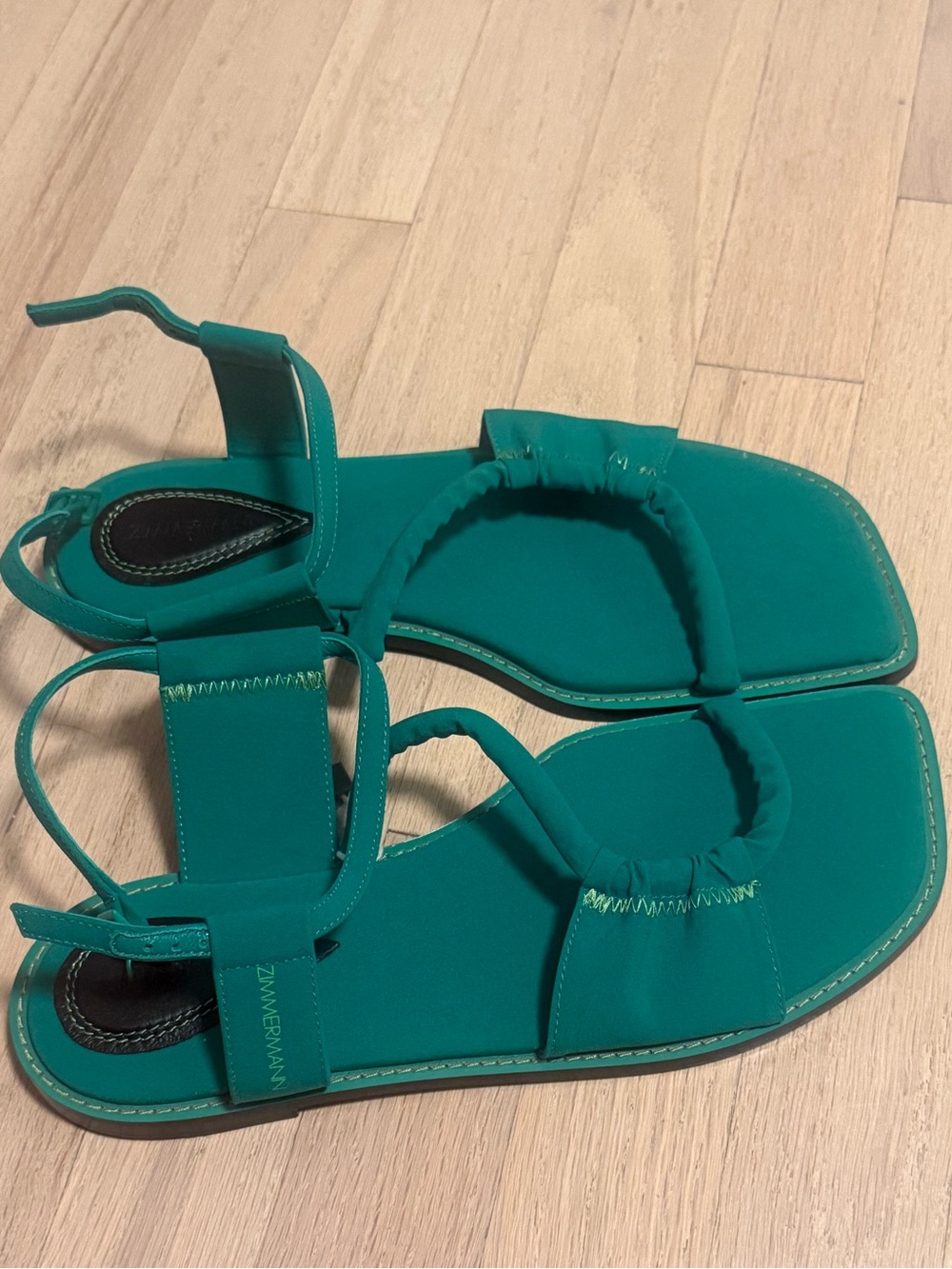 Zimmermann Teal Strappy Flat Sandals